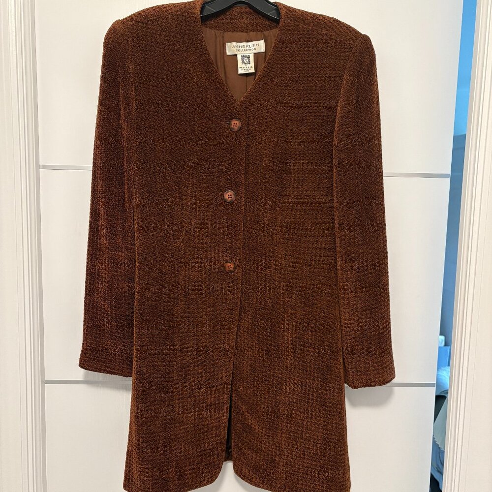 Anne Klein Collection Brown Velvet Blazer
